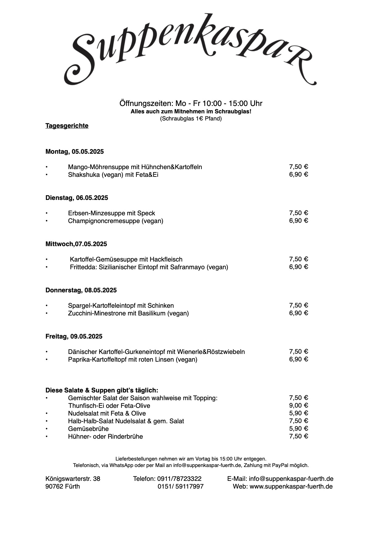 <p><strong>Wochenkarte vom 05.05.25 - 09.05.25</strong></p>