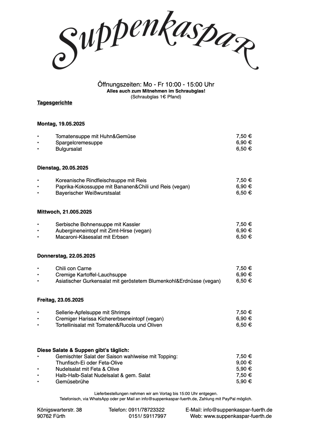 <p><strong>Wochenkarte vom 19.05.25 - 23.05.25</strong></p>